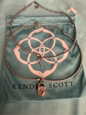 Kendra Scott Silver threaded Lock and Key Choker set 16” total